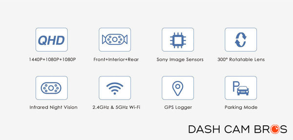 Multiple Features  | VIOFO A139 3CH Dual Channel 2k Front & Rear Dash Cam | DashCam Bros