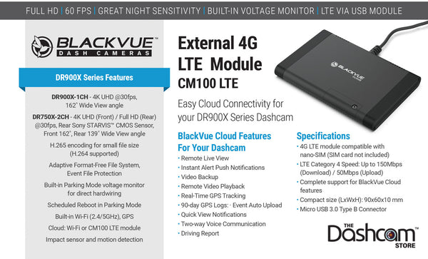 4G Connectivity for BlackVue-Over-The-Cloud | BlackVue CM100LTE-NA LTE Module | DashCam Bros