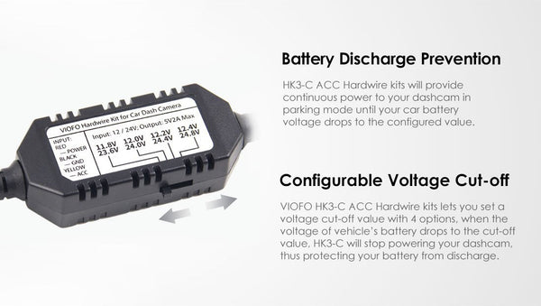 Battery Discharge Prevention & Configurable Voltage Threshold | VIOFO A139 HK3-C AAC Hardwire Kit | DashCam Bros